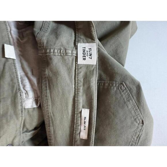 Flint & Tinder Pant Chino 31 x 29 Khaki Slim Fit 365 5 Pocket Huckberry Green - Picture 3 of 7